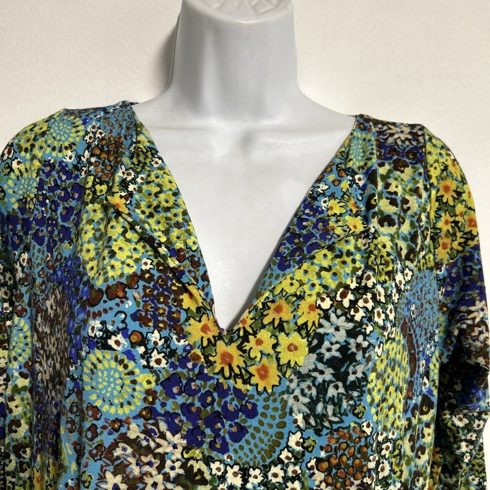 Salaam‎ Women's Large Floral Dress Pockets Stretch Colorful 3/4 Sleeve V Neck - Picture 5 of 14
